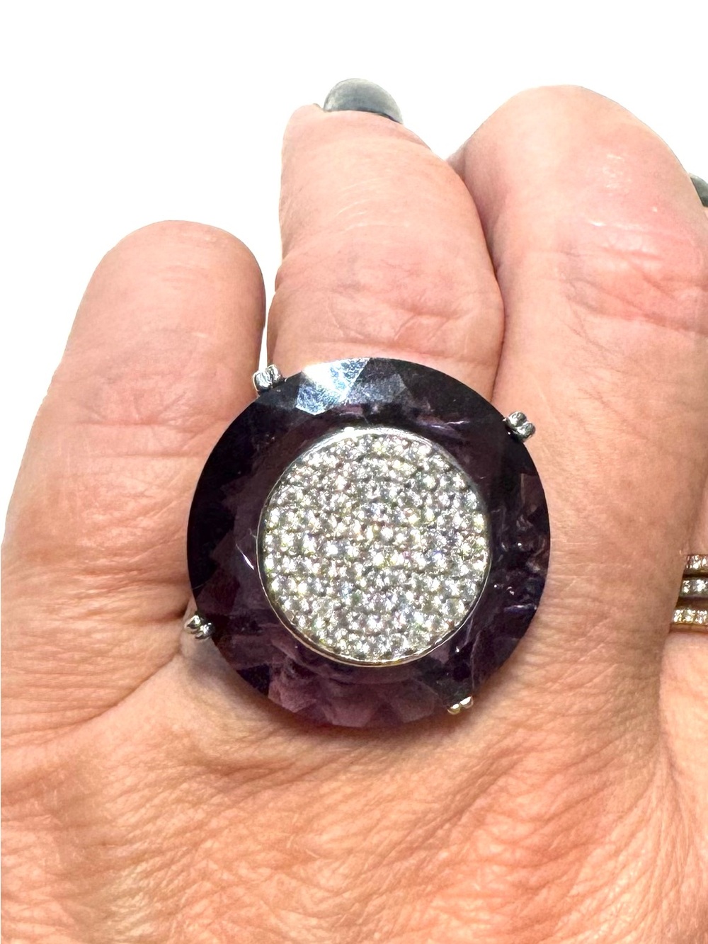 Pavé Crystal Purple Cocktail Ring - Women Jewelry